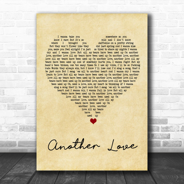 Tom Odell Another Love Vintage Heart Song Lyric Art Print