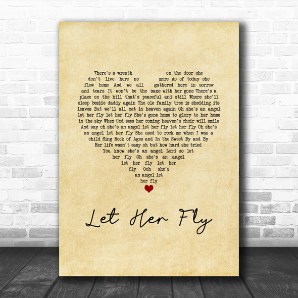 Loretta Lynn, Dolly Parton & Tammy Wynette Let Her Fly Vintage Heart Song Lyric Art Print