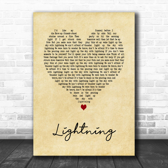 Lucy Spraggan Lightning Vintage Heart Song Lyric Art Print