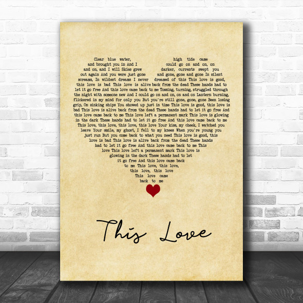 Taylor Swift This Love Vintage Heart Song Lyric Art Print