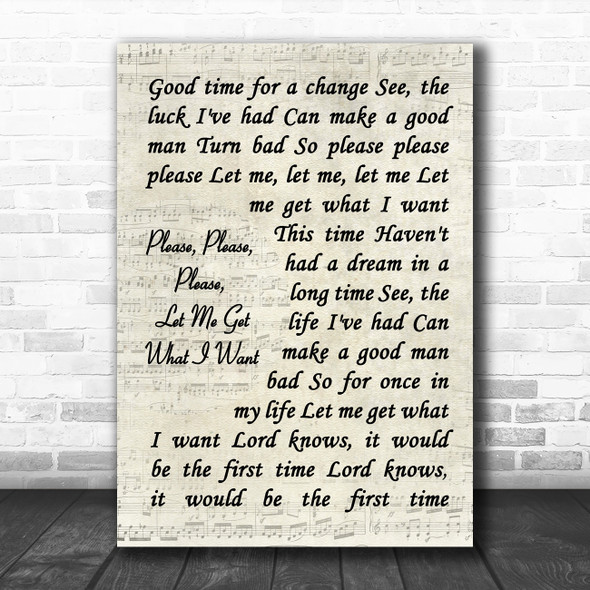 The Smiths Please, Please, Please, Let Me Get What I Want Vintage Script Song Lyric Art Print