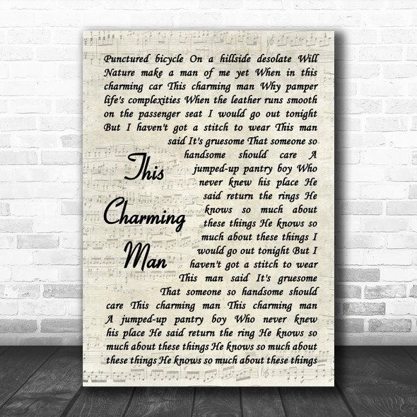 The Smiths This Charming Man Vintage Script Song Lyric Art Print