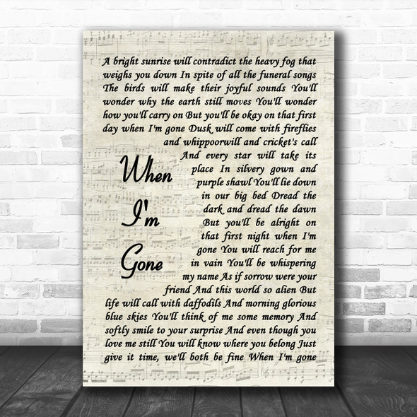 Joey + Rory When I'm Gone Vintage Script Song Lyric Art Print