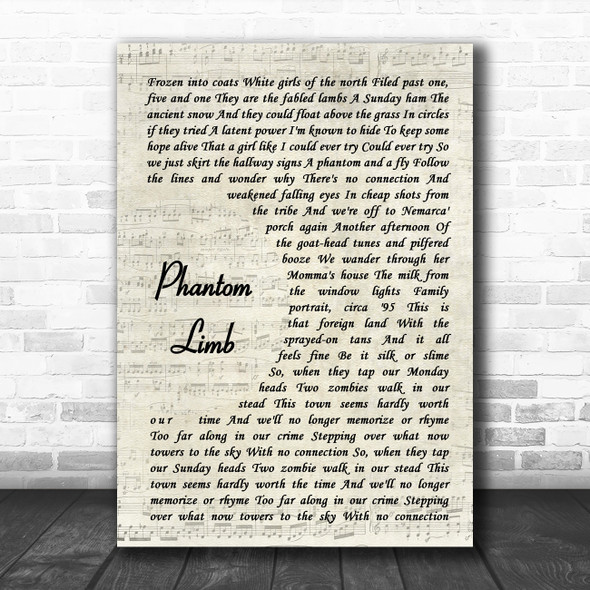 The Shins Phantom Limb Vintage Script Song Lyric Art Print