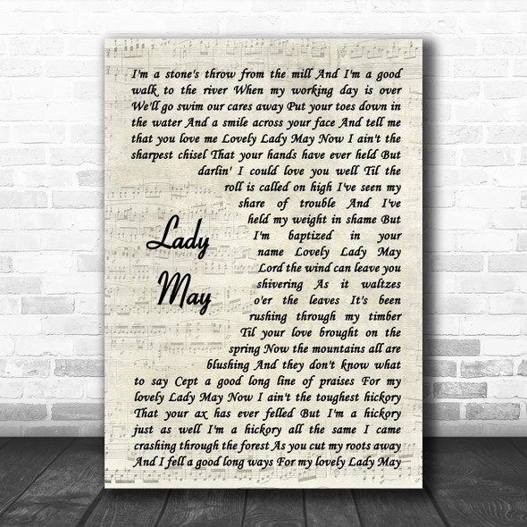 Tyler Childers Lady May Vintage Script Song Lyric Art Print