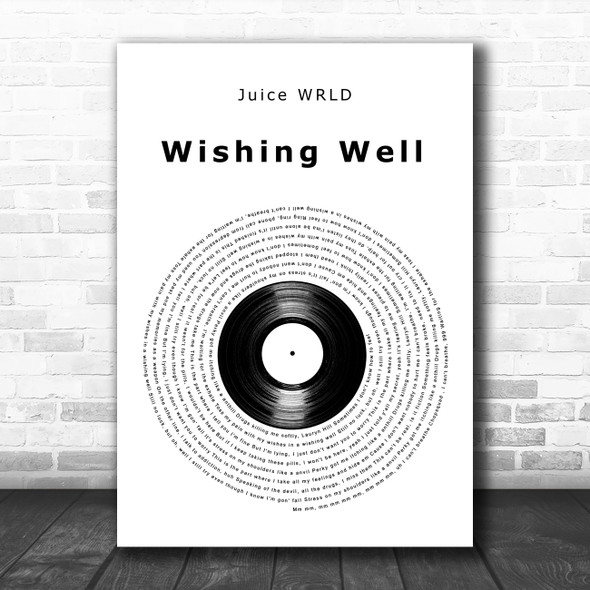 Juice Wrld Wishing Well Vinyl Record Song Lyric Art Print