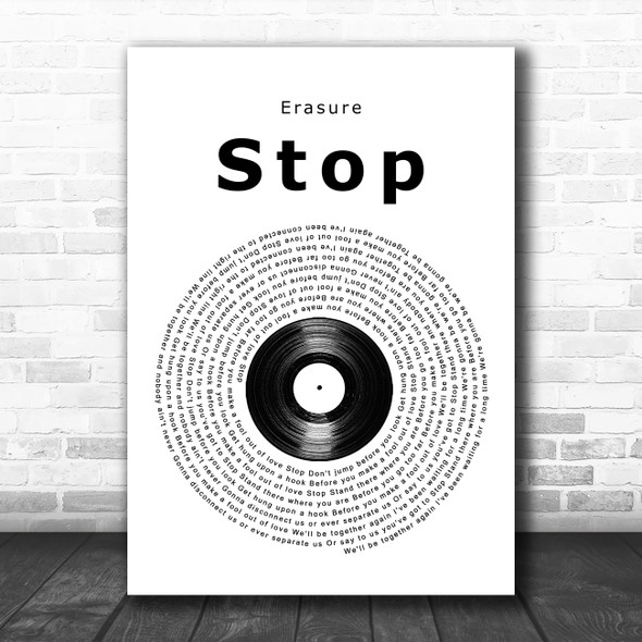 Erasure Stop Vinyl Record Song Lyric Art Print