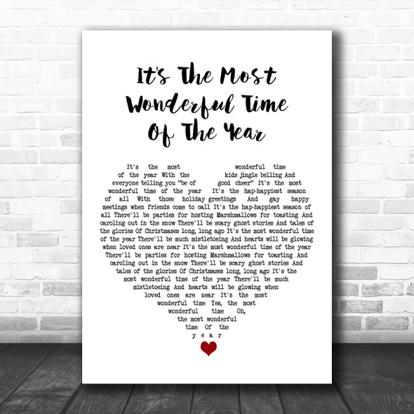 Andy Williams It's The Most Wonderful Time Of The Year White Heart Song Lyric Art Print