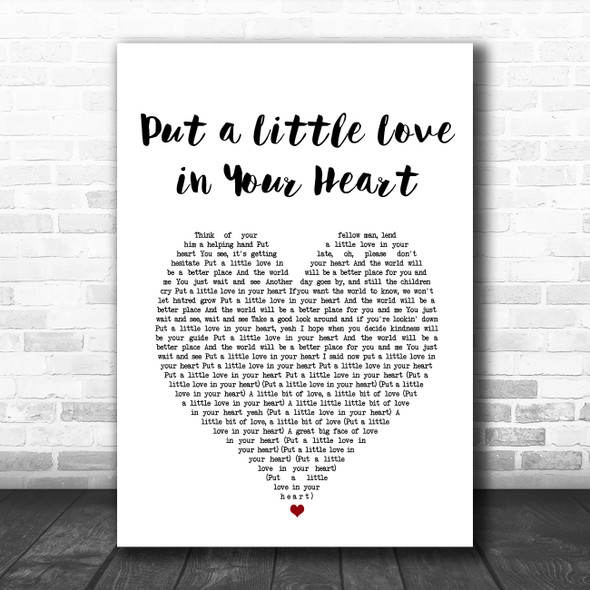 Annie Lennox & Al Green Put a Little Love in Your Heart White Heart Song Lyric Art Print