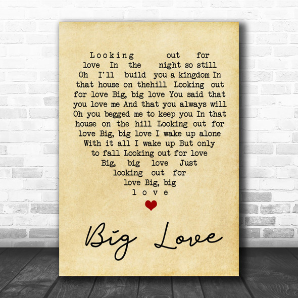 Big Love Fleetwood Mac Vintage Heart Song Lyric Music Wall Art Print