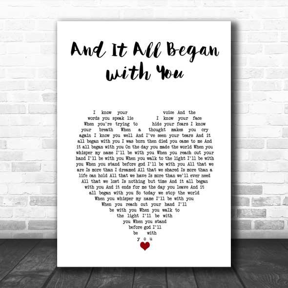 Gary Numan And It All Began with You White Heart Song Lyric Art Print