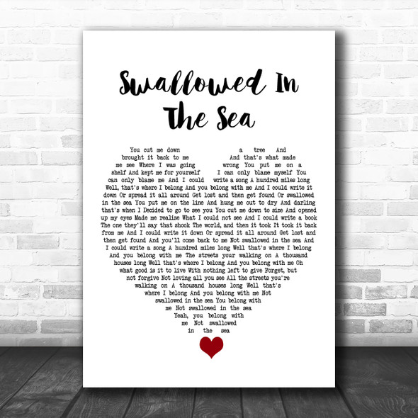 Coldplay Swallowed In The Sea White Heart Song Lyric Art Print