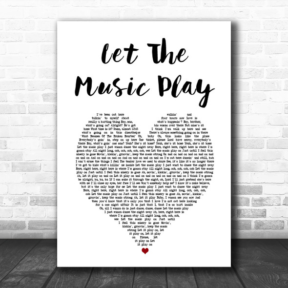 Barry White Let the Music Play White Heart Song Lyric Art Print