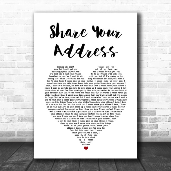 Ben Platt Share Your Address White Heart Song Lyric Art Print