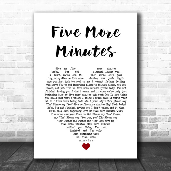 Jonas Brothers Five More Minutes White Heart Song Lyric Art Print