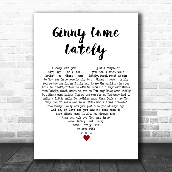 Brian Hyland Ginny Come Lately White Heart Song Lyric Art Print