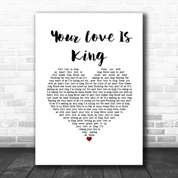 Sade Your Love Is King White Heart Song Lyric Art Print