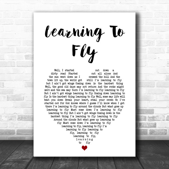 Tom Petty And The Heartbreakers Learning To Fly White Heart Song Lyric Art Print