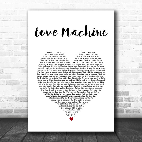 Girls Aloud Love Machine White Heart Song Lyric Art Print