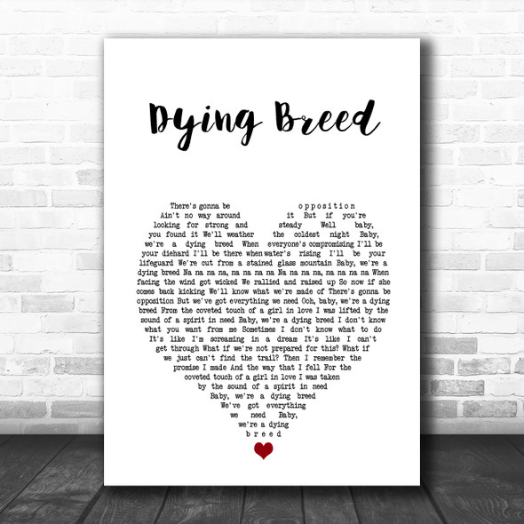 The Killers Dying Breed White Heart Song Lyric Art Print