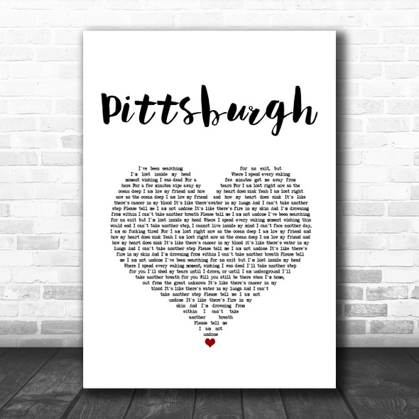 The Amity Affliction Pittsburgh White Heart Song Lyric Art Print