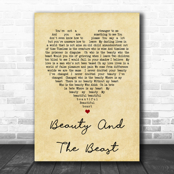 Stevie Nicks Beauty And The Beast Vintage Heart Song Lyric Music Wall Art Print