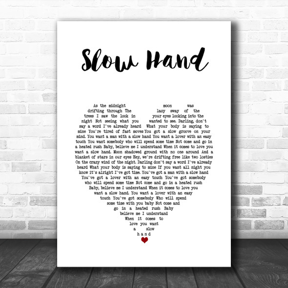Conway Twitty Slow Hand White Heart Song Lyric Art Print