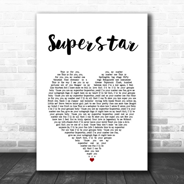 Usher Superstar White Heart Song Lyric Art Print