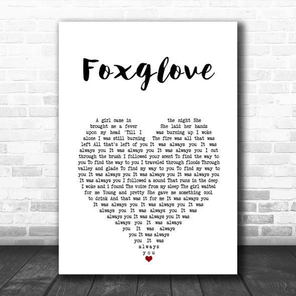 Murder by Death Foxglove White Heart Song Lyric Art Print