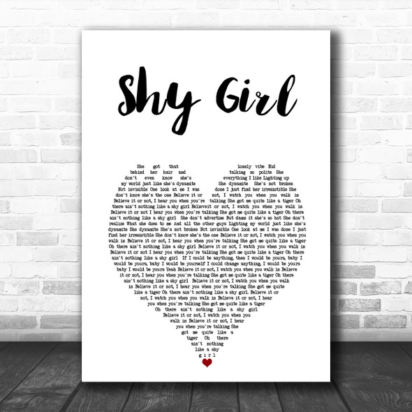Max and Harvey Shy Girl White Heart Song Lyric Art Print