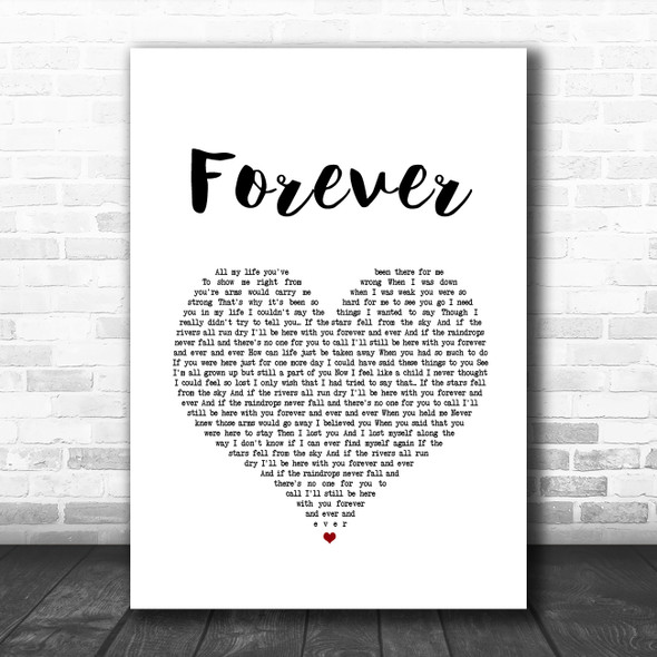 Liberty X Forever White Heart Song Lyric Art Print