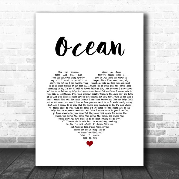 Lady Antebellum Ocean White Heart Song Lyric Art Print