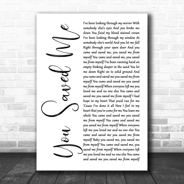 Skunk Anansie You Saved Me White Script Song Lyric Art Print