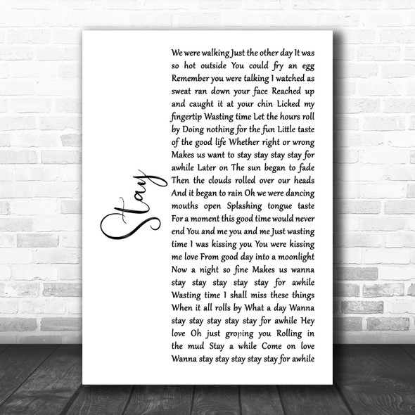 Dave Matthews Band Stay White Script Song Lyric Art Print