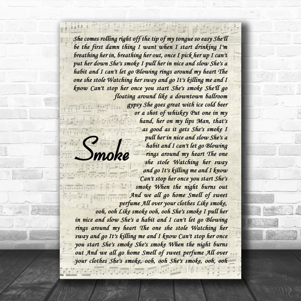 A Thousand Horses Smoke Vintage Script Decorative Wall Art Gift Song Lyric Print