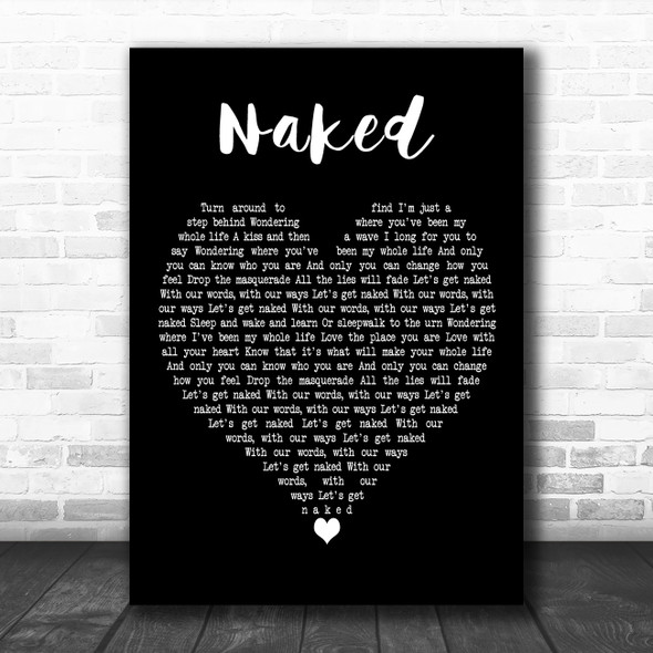 Above & Beyond Naked Black Heart Decorative Wall Art Gift Song Lyric Print