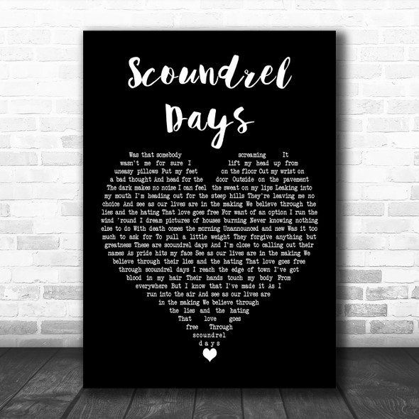 A-ha Scoundrel Days Black Heart Decorative Wall Art Gift Song Lyric Print