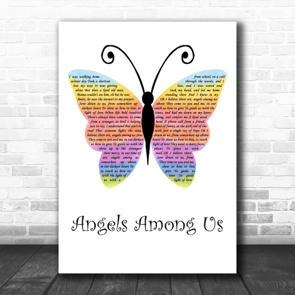 Alabama Angels Among Us Rainbow Butterfly Decorative Wall Art Gift Song Lyric Print