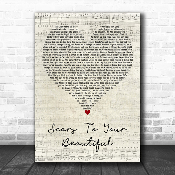 Alessia Cara Scars To Your Beautiful Script Heart Decorative Wall Art Gift Song Lyric Print