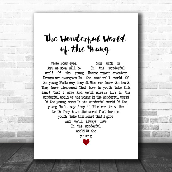 Andy Williams The Wonderful World of the Young White Heart Decorative Gift Song Lyric Print