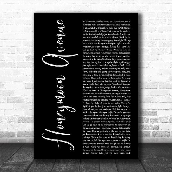 Ariana Grande Honeymoon Avenue Black Script Decorative Wall Art Gift Song Lyric Print