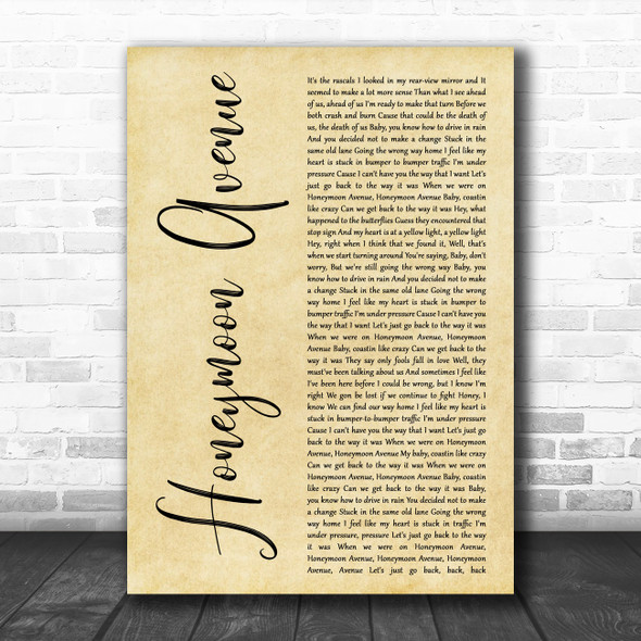 Ariana Grande Honeymoon Avenue Rustic Script Decorative Wall Art Gift Song Lyric Print