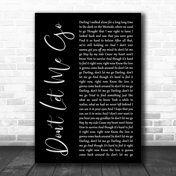 Armin Van Buuren Don't Let Me Go Black Script Decorative Wall Art Gift Song Lyric Print