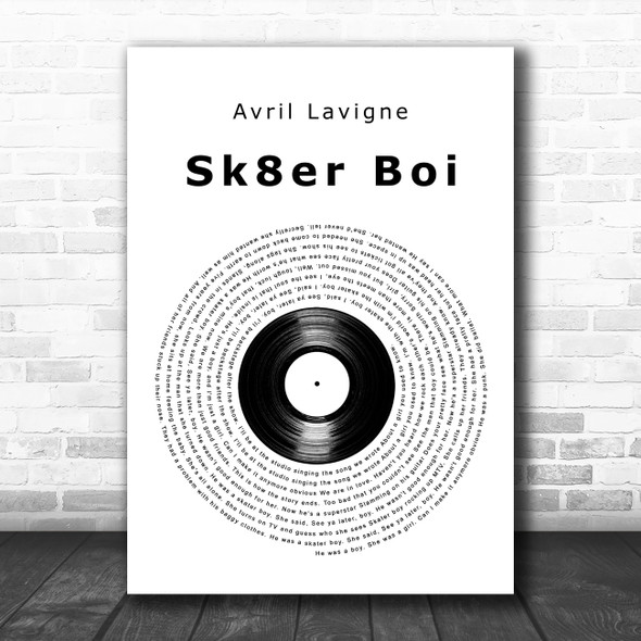 Avril Lavigne Sk8er Boi Vinyl Record Decorative Wall Art Gift Song Lyric Print