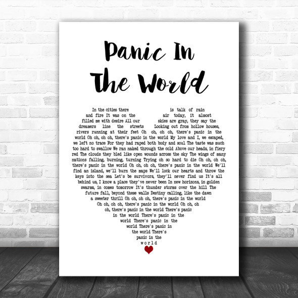 Be Bop Deluxe Panic In The World White Heart Decorative Wall Art Gift Song Lyric Print