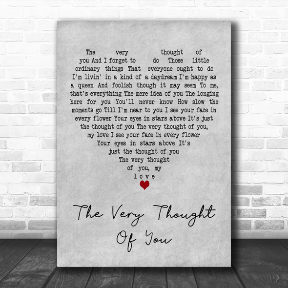 Billie Holiday The Very Thought Of You Grey Heart Decorative Wall Art Gift Song Lyric Print