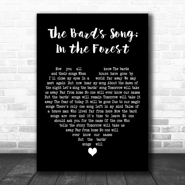 Blind Guardian The Bard's Song In the Forest Black Heart Decorative Gift Song Lyric Print