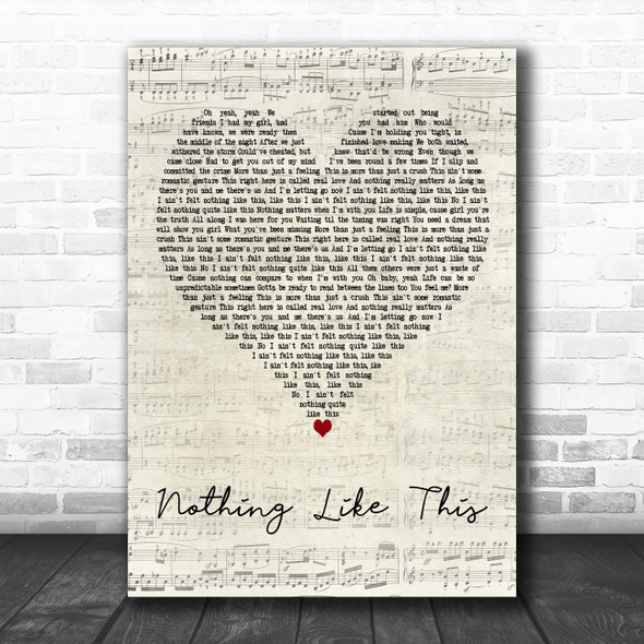 Blonde & Craig David Nothing Like This Script Heart Decorative Wall Art Gift Song Lyric Print