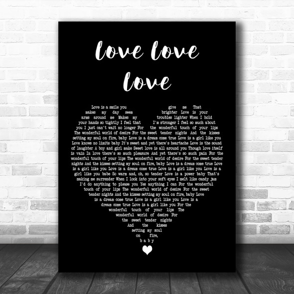 Bobby Hebb Love Love Love Black Heart Decorative Wall Art Gift Song Lyric Print