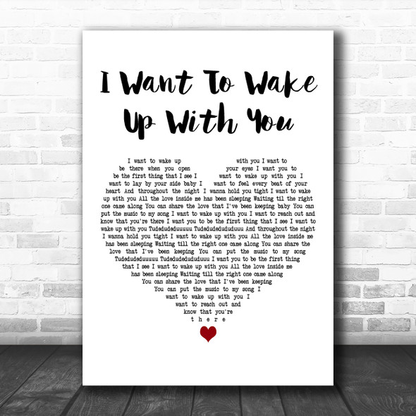 Boris Gardiner I Want To Wake Up With You White Heart Decorative Wall Art Gift Song Lyric Print